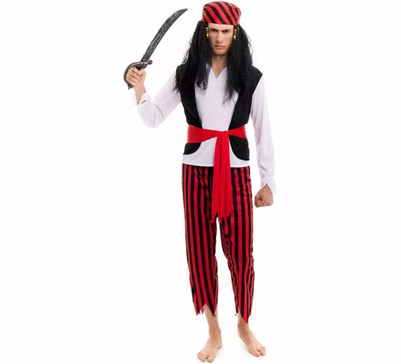 Disfraz de Pirata a rayas para hombre XL