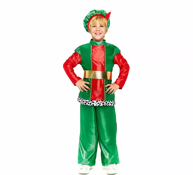 Disfraz de Paje Real verde para niño 3-4A