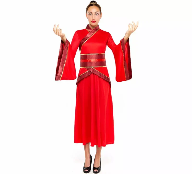Disfraz de China Hanfu rojo para mujer L