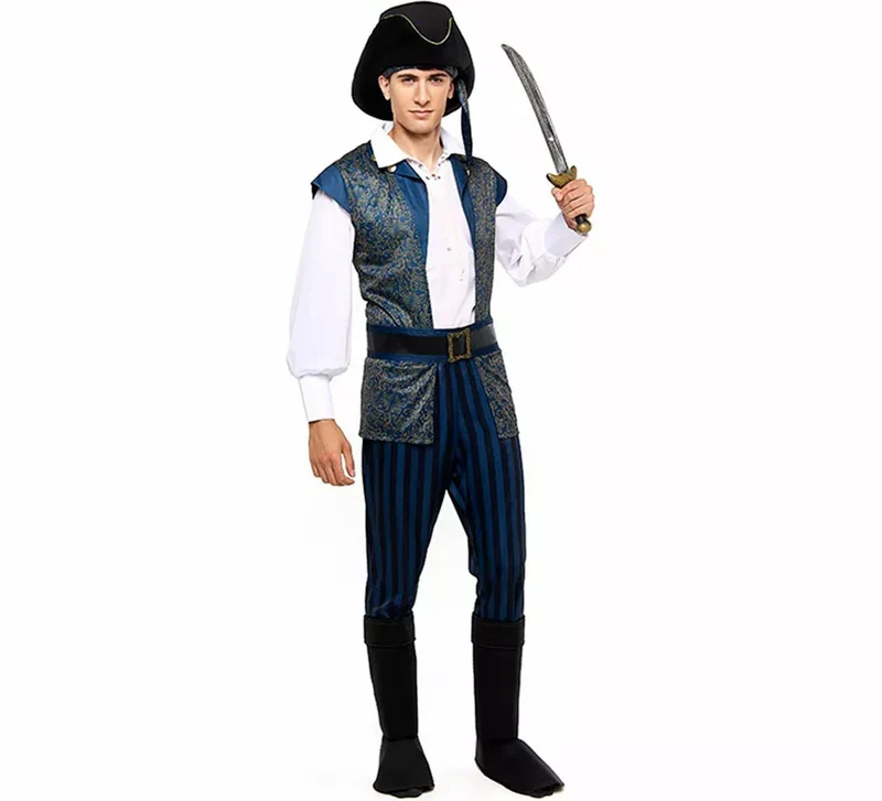 Disfraz de Capitán Pirata azul para hombre XL