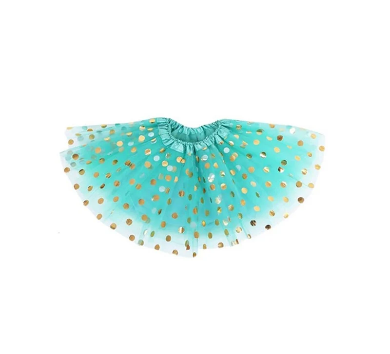 Tutú con Topos Dorados de 40 cm en varios colores Turquesa