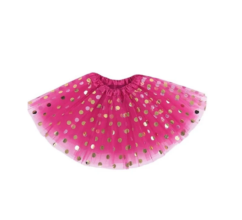 Tutú con Topos Dorados de 40 cm en varios colores Fucsia