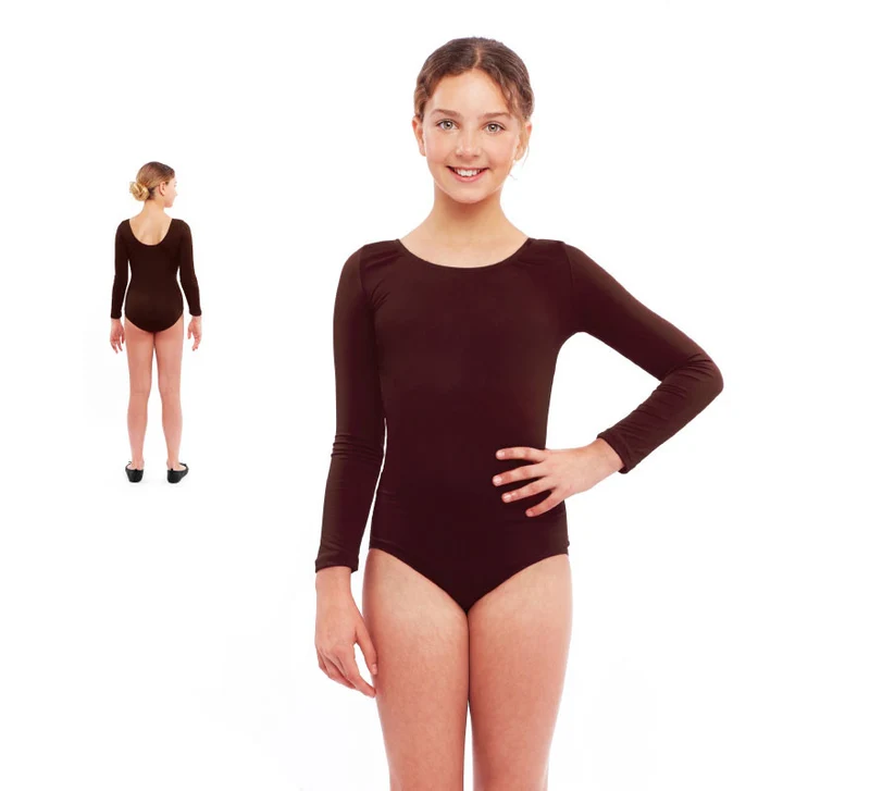 Body o Maillot marrón manga larga para niña 10A