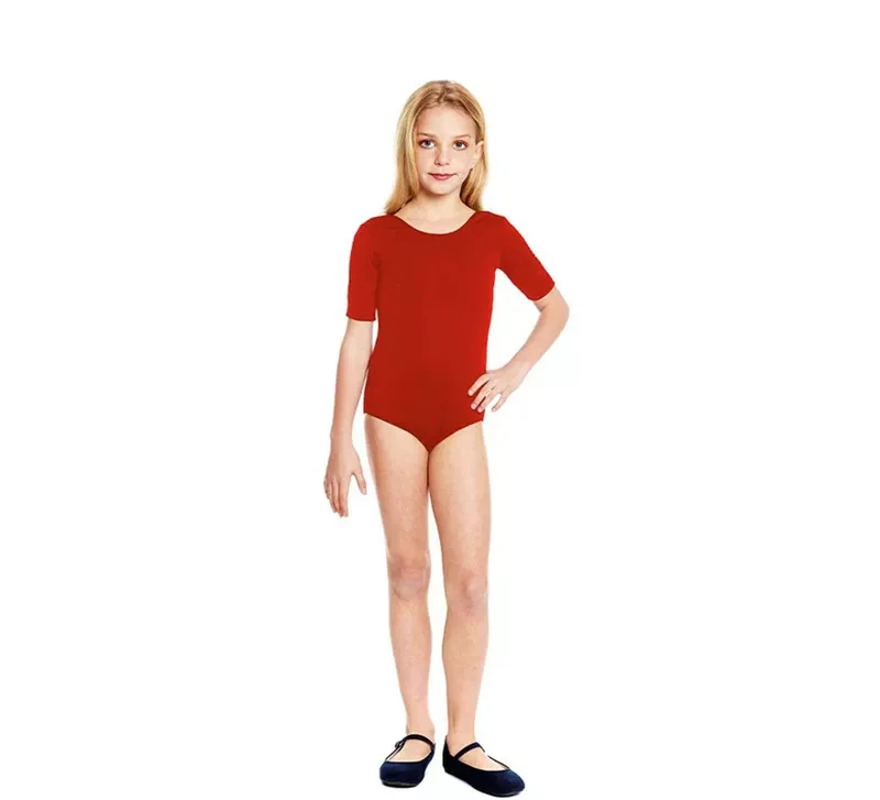 Body o Maillot rojo manga corta para niña 12A