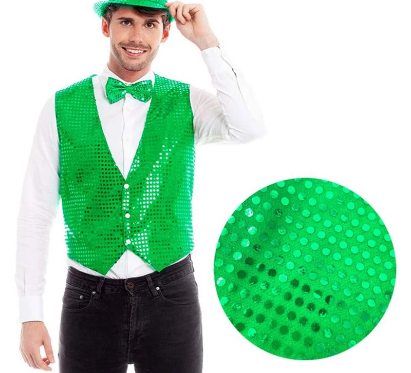 Chaleco de Lentejuelas color Verde para hombre L