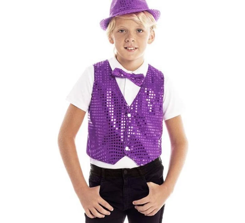 Chaleco de Lentejuelas morado infantil 10-12A