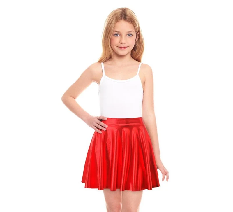Falda de Vuelo rojo metalizada para niña 3-4A