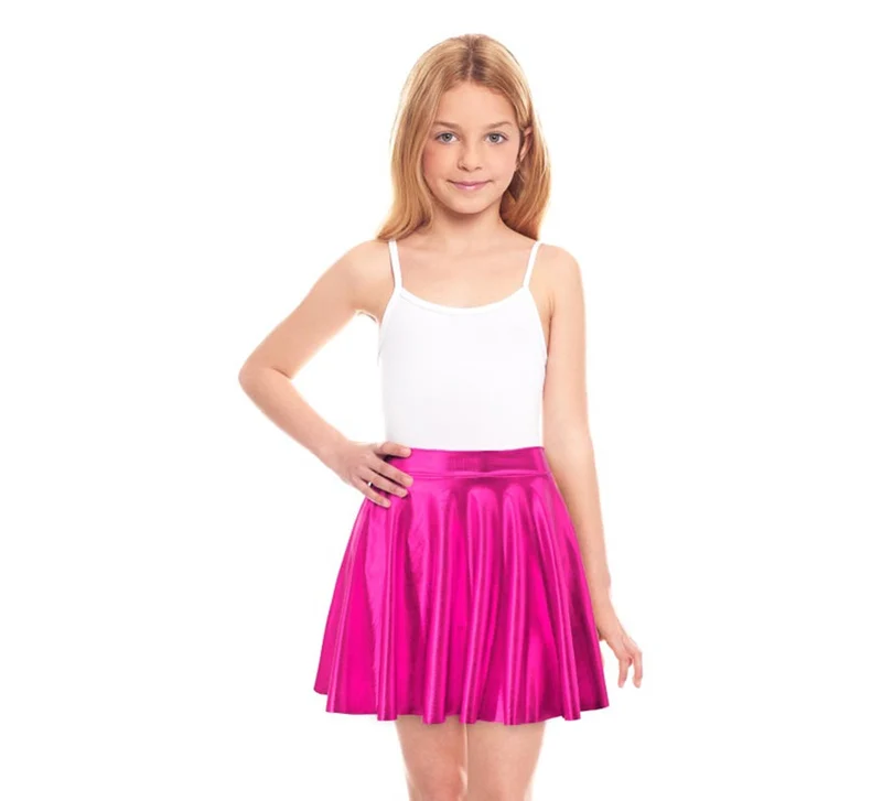 Falda de Vuelo fucsia metalizada para niña 3-4A