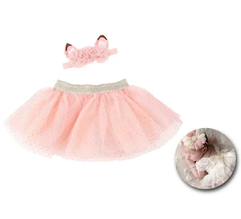 Kit de Newborn infantil: Tutú y Cinta de orejas rosa Universal Niños