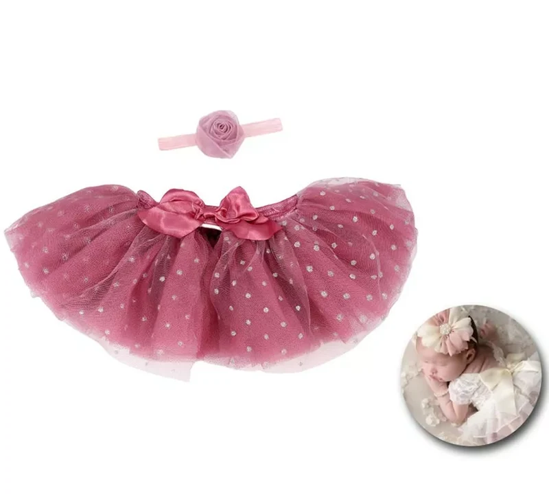 Kit de Newborn infantil: Tutú y Cinta de flor camelia Universal Niños