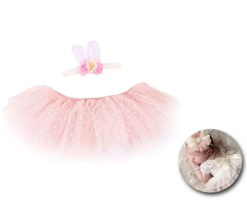 Kit de Conejito Newborn infantil: Tutú y cinta de orejas Universal Niños