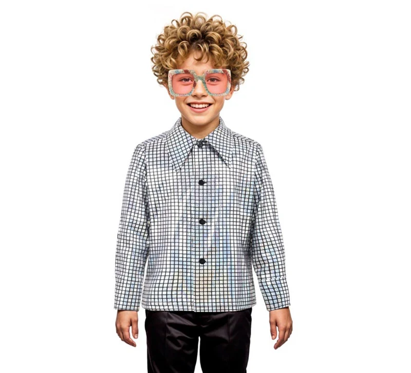Camisa Disco Bling plateado para niño 10-12A