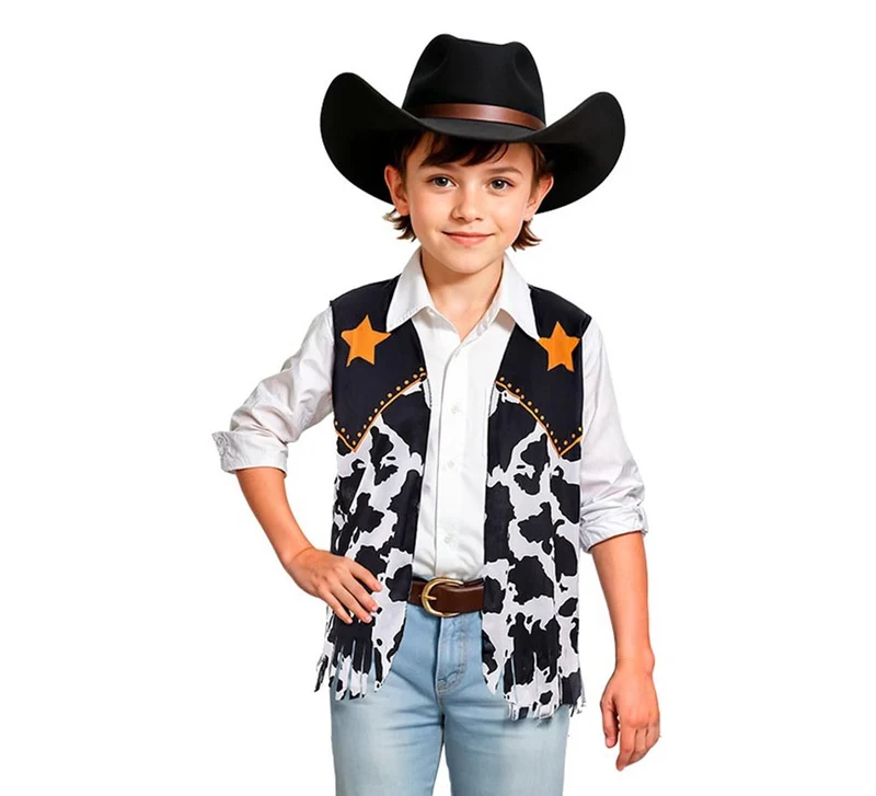 Chaleco de Vaquero negro estampado infantil Universal Niños