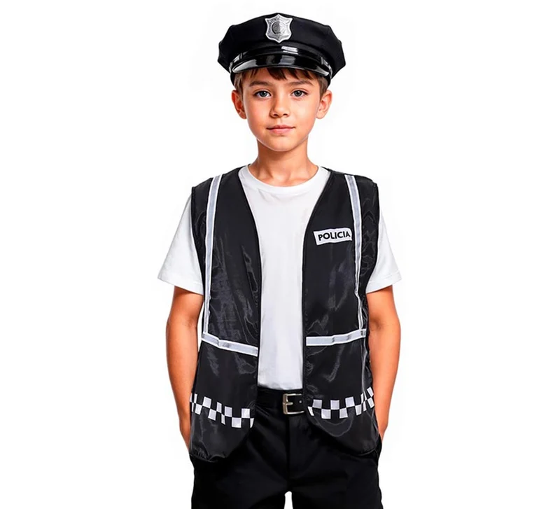 Chaleco de Policía a cuadros infantil en varios colores Negro