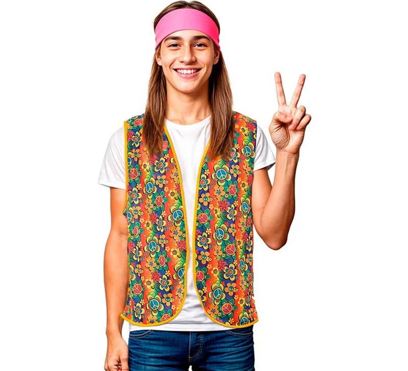 Chaleco Hippie floral naranja adulto Universal Adulto