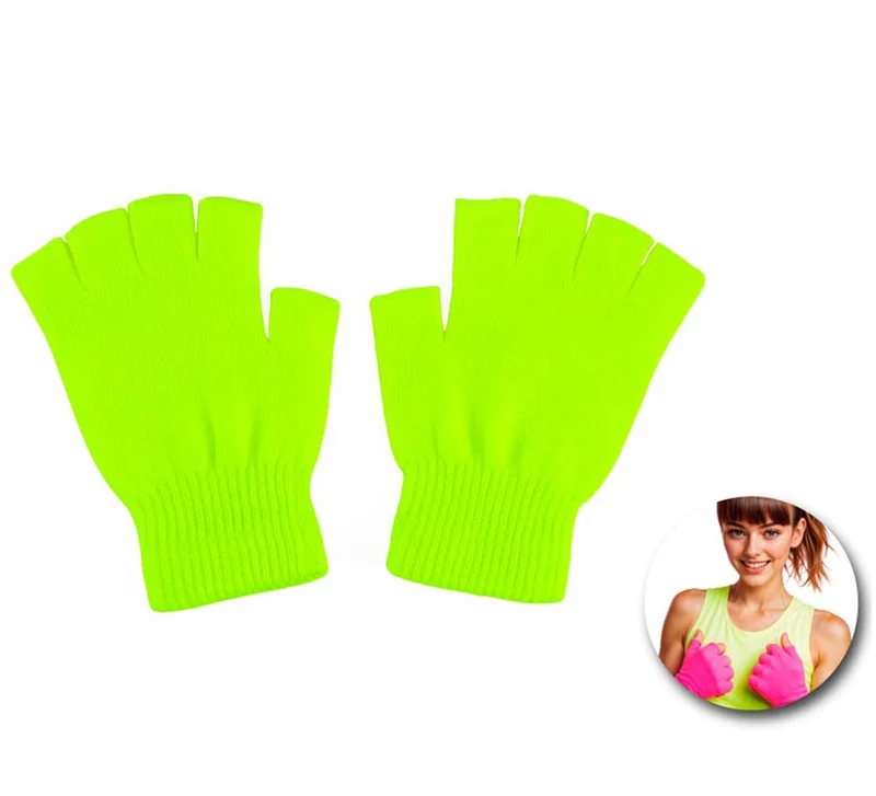Guantes Cortos sin dedos neón en varios colores adulto Amarillo