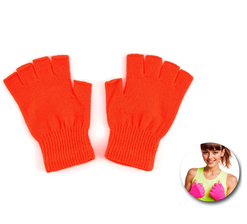 Guantes Cortos sin dedos neón en varios colores adulto Naranja