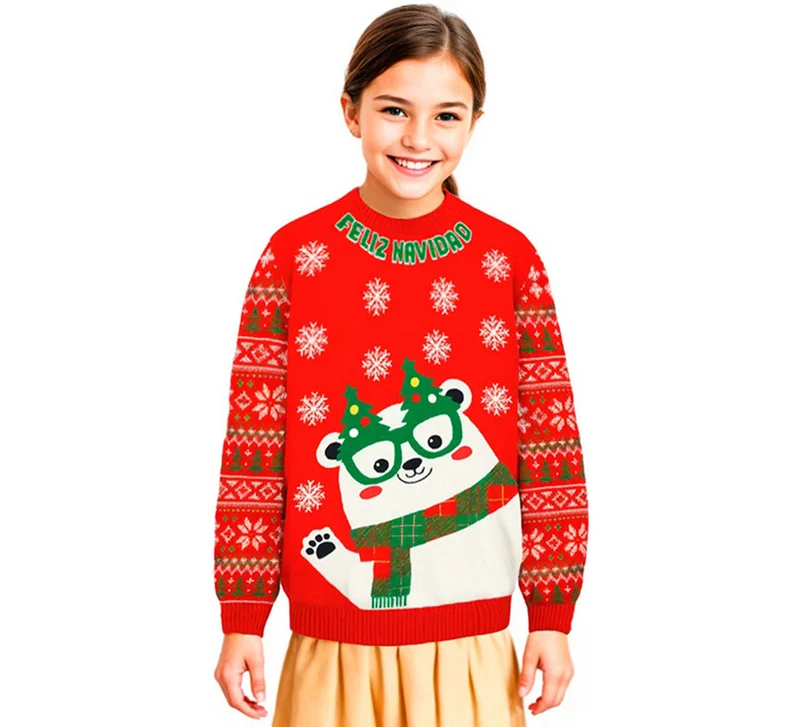 Jersey Navideño Osito Polar para niños 10-12A