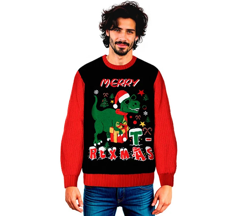 Jersey Dinosaurio Navideño para adulto XXL