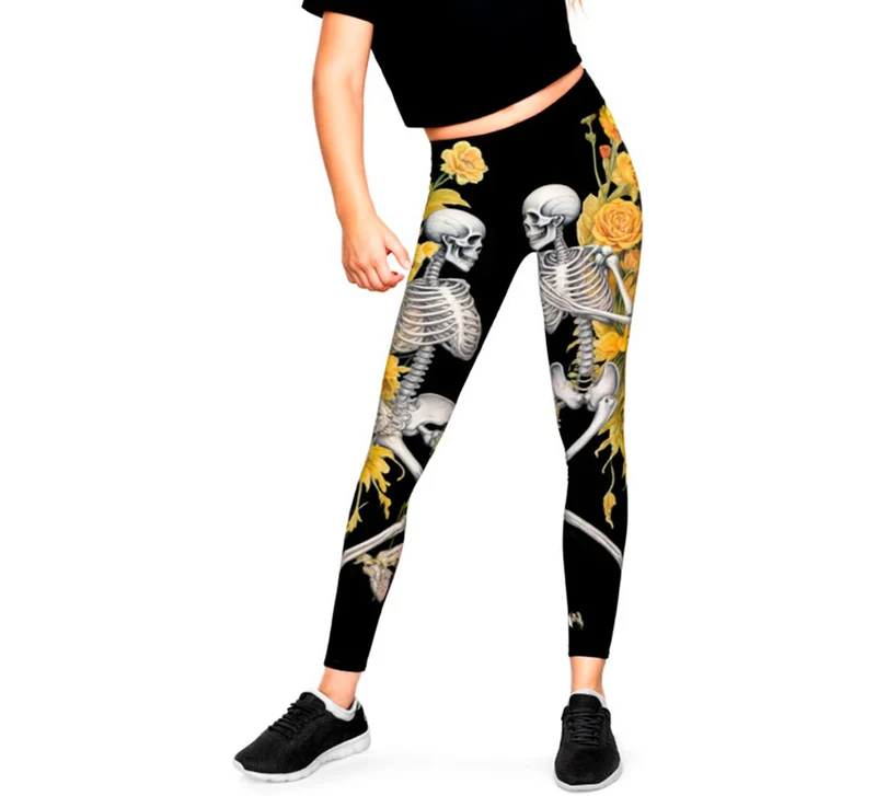 Leggins de Esqueletos con Flores para niña 10-12A