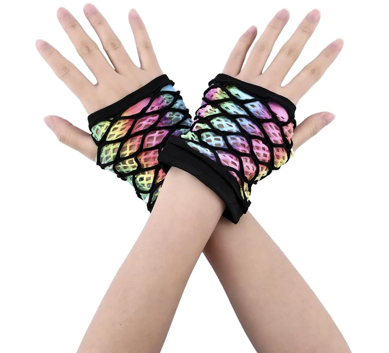 Guantes sin Dedos de Red corto Arco iris Universal Adulto