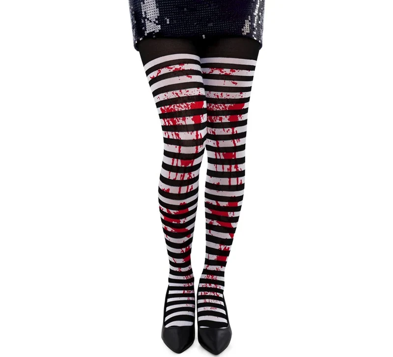 Medias a Rayas blanco y negro con Sangre Universal Adulto