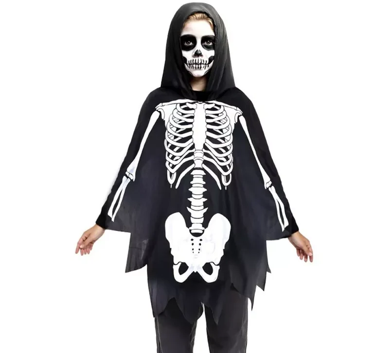 Disfraz o Poncho Esqueleto Infantil Universal Niños
