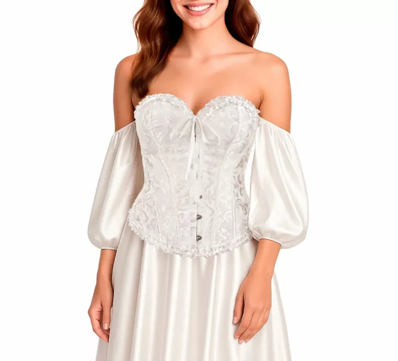 Corset Jacquard blanco con Lazo para mujer M