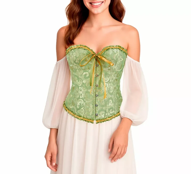 Corset Jacquard verde con Lazo para mujer M