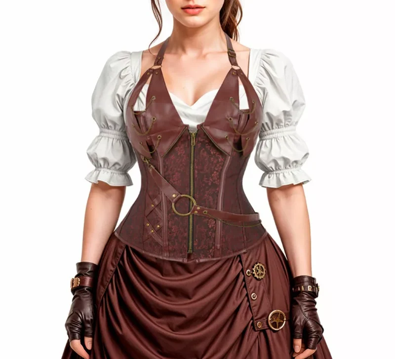Corset Jacquard Steampunk para mujer M