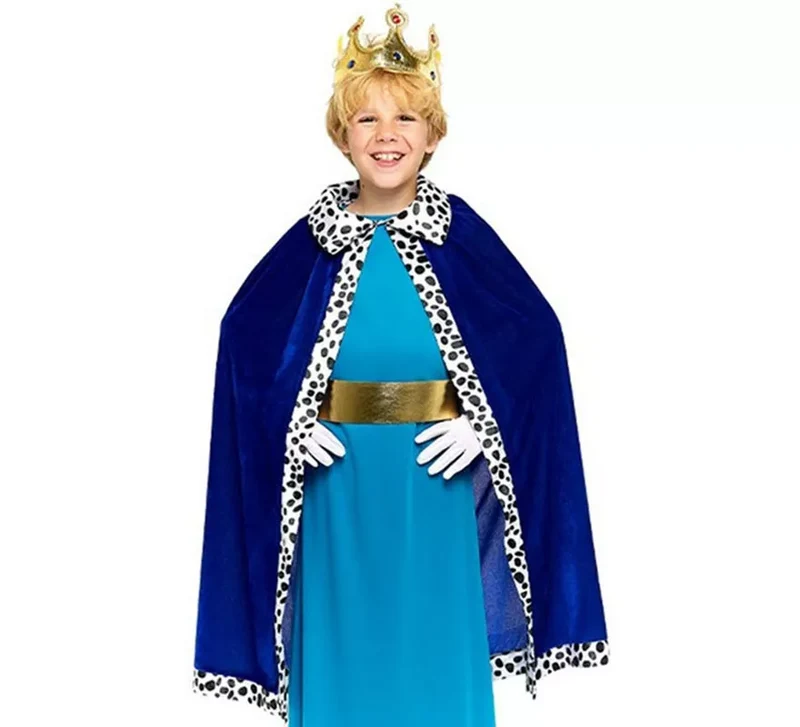 Kit de Rey Mago azul Infantil: Capa y Corona 7-9A
