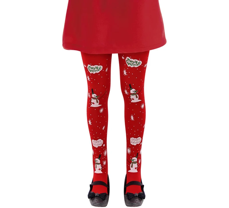 Panty de Muñeco de Nieve rojas Infantiles 8-10A