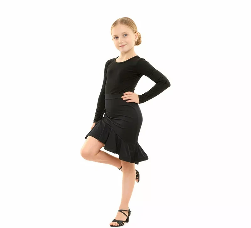 Falda Baile Asimétrica negra para niña 3-4A