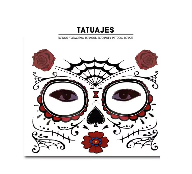 Tatuaje facial de Catrina rosas rojas adulto Universal Adulto