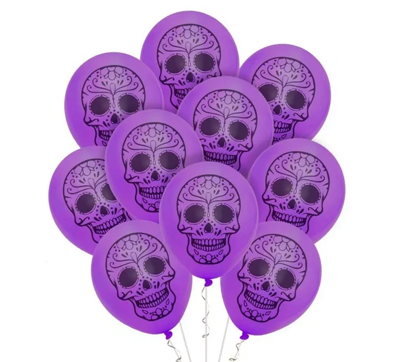 Pack de 10 Globos Día de los Muertos de 30 cm T.Única
