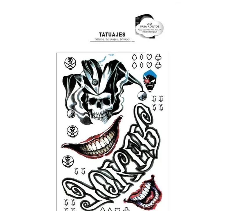 Pack de Tatuajes Payaso conflictivo de 20x32 cm T.Única