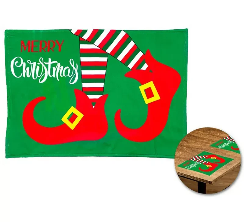 Mantel Individual de Navidad de Piernas de Elfo de 33x46 cm T.Única