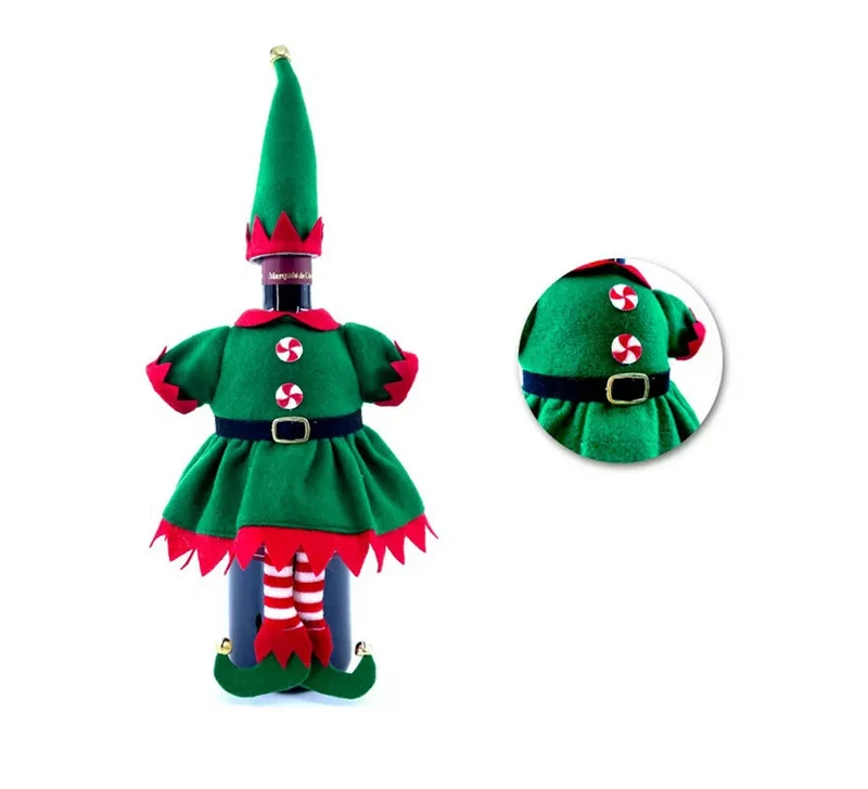 Funda de Botella de Navidad de Elfo de 20x23 cm T.Única