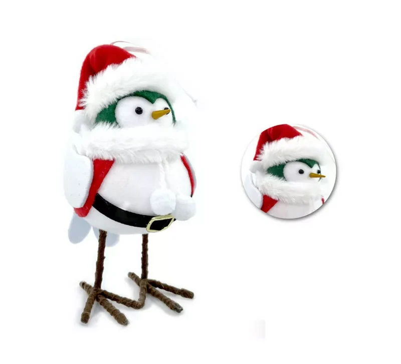 Muñeco de Pájaro Blanco de Navidad de 18 cm T.Única