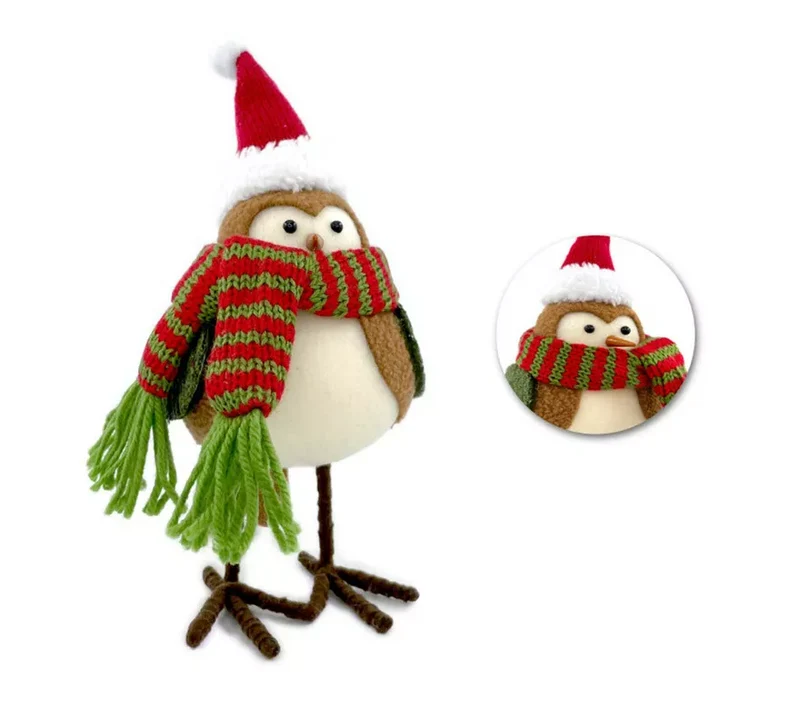 Muñeco de Pájaro Marrón de Navidad de 18 cm T.Única