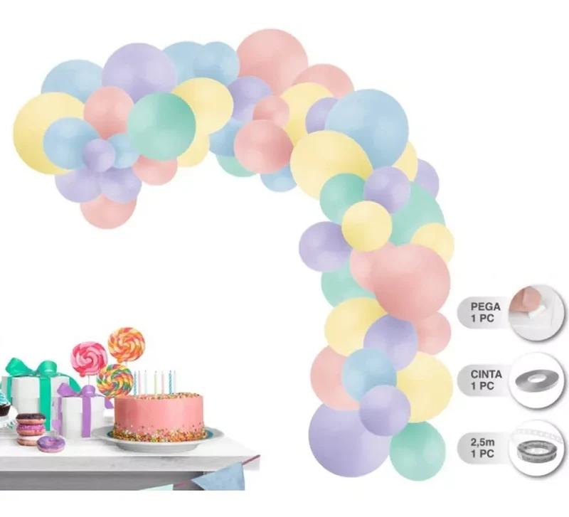 Guirnalda de 77 Globos colores pastel Sin talla