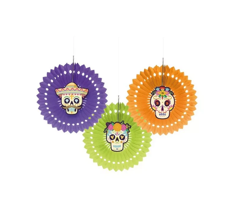 Pack de 3 Colgantes de Día de los Muertos de 30 cm T.Única