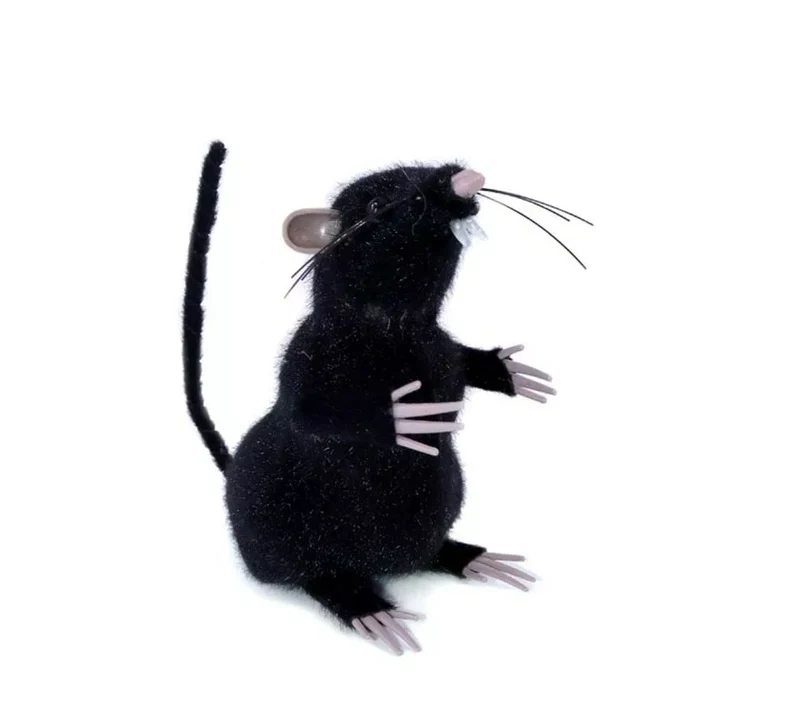 Ratón sobre patas negro de 13 cm T.Única