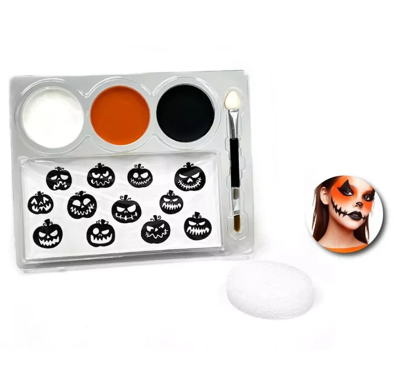 Kit de Maquillaje Calabaza: Paleta, brocha, esponja y stickers Sin talla