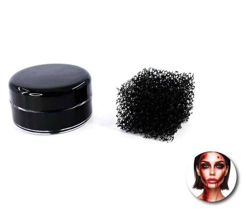 Kit de Heridas Halloween: Sangre en Gel falsa y esponja Sin talla