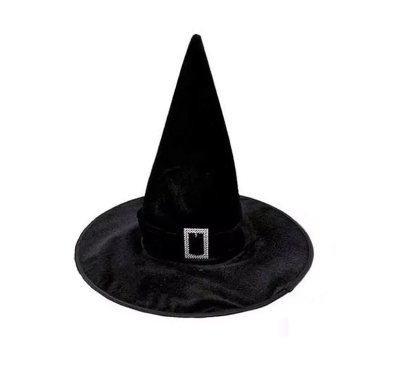 Sombrero de Bruja Terciopelo negro con evilla T.Única