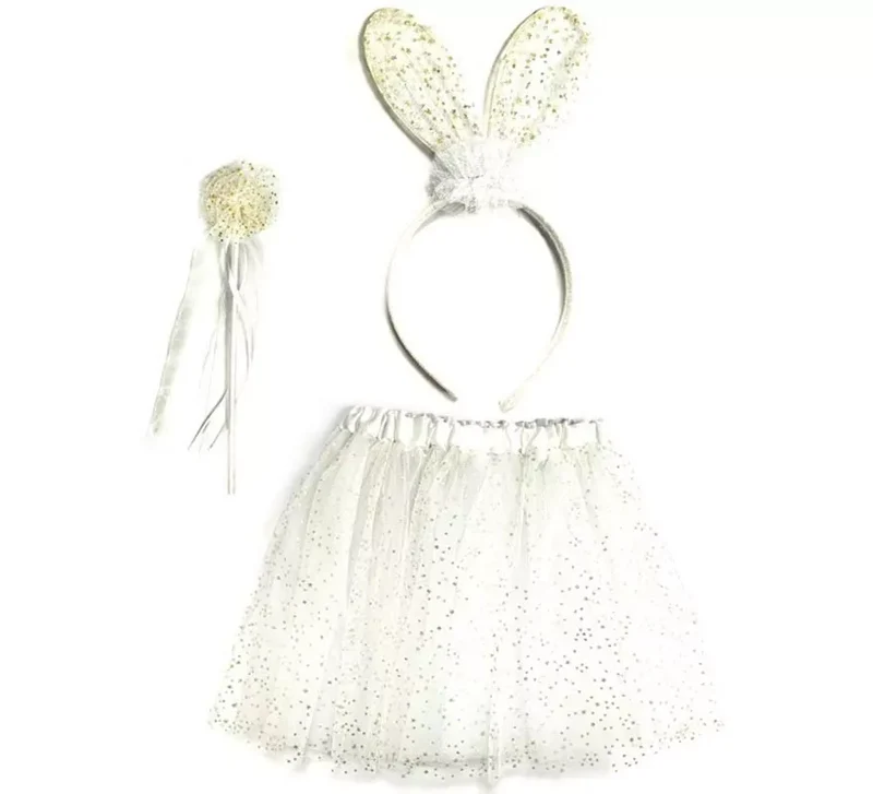 Kit de Conejo blanco: Tutú, Diadema y Varita Sin talla