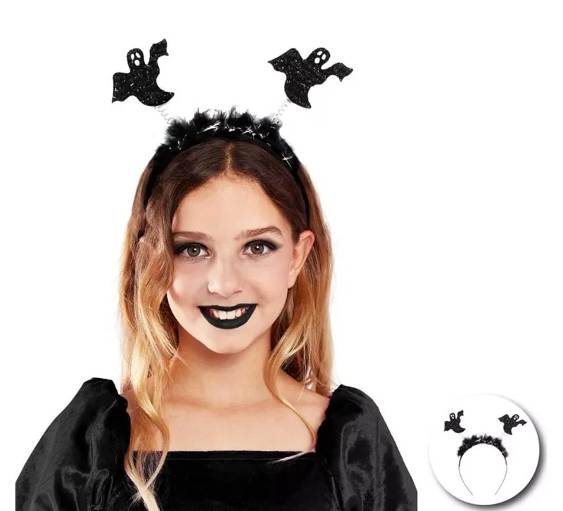 Diadema de Fantasmas negros con plumas infantil Universal Niños