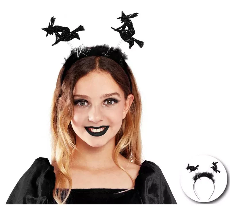 Diadema de Bruja negras con plumas infantil Universal Niños
