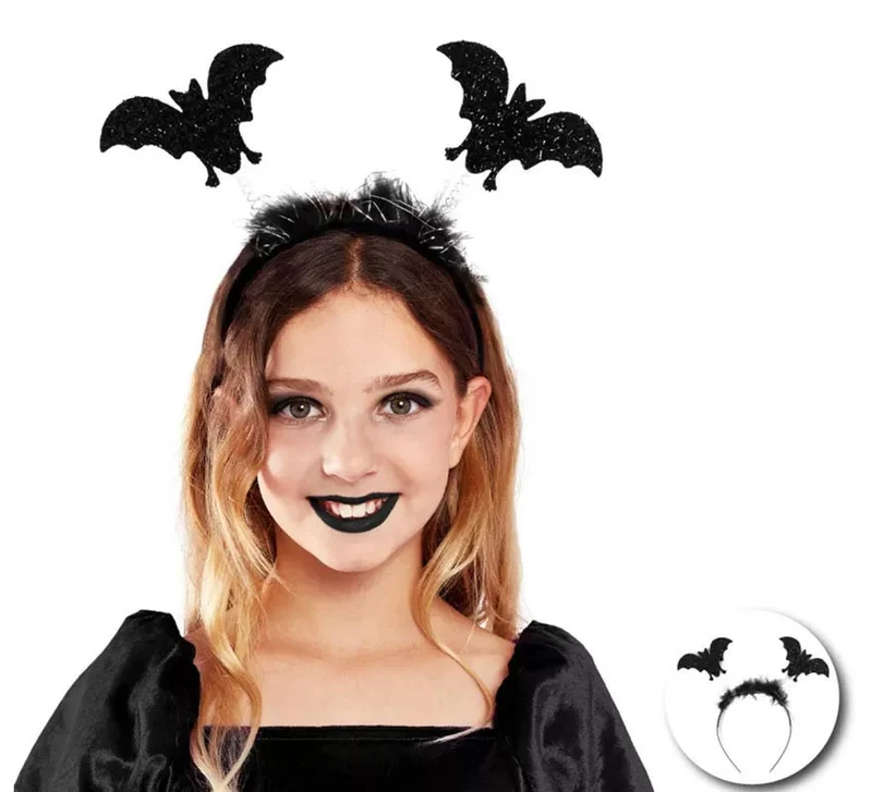 Diadema de Murciélagos negros con plumas infantil Universal Niños